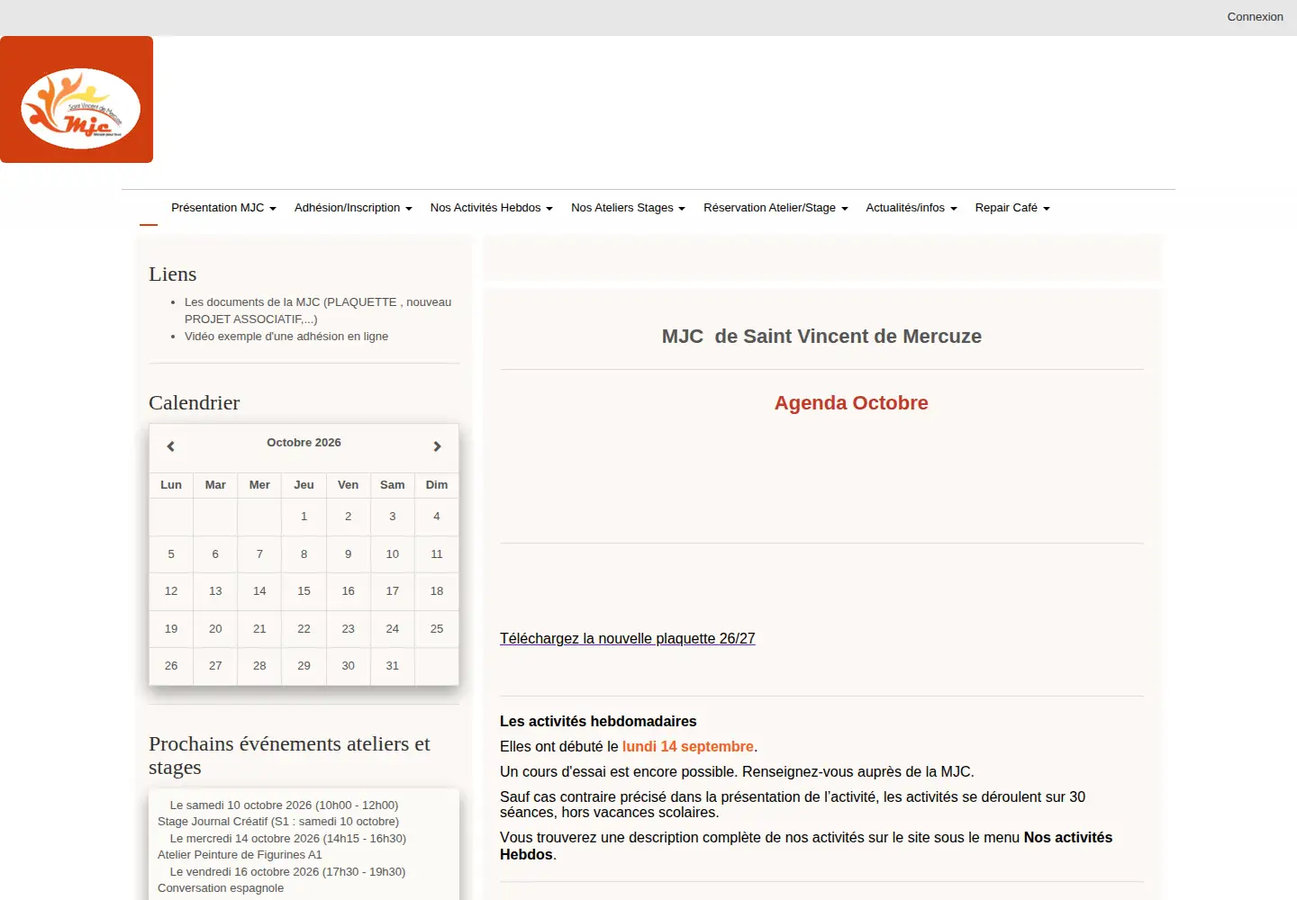Captured homepage of mjc-stvincentmercuze.fr in the current scan