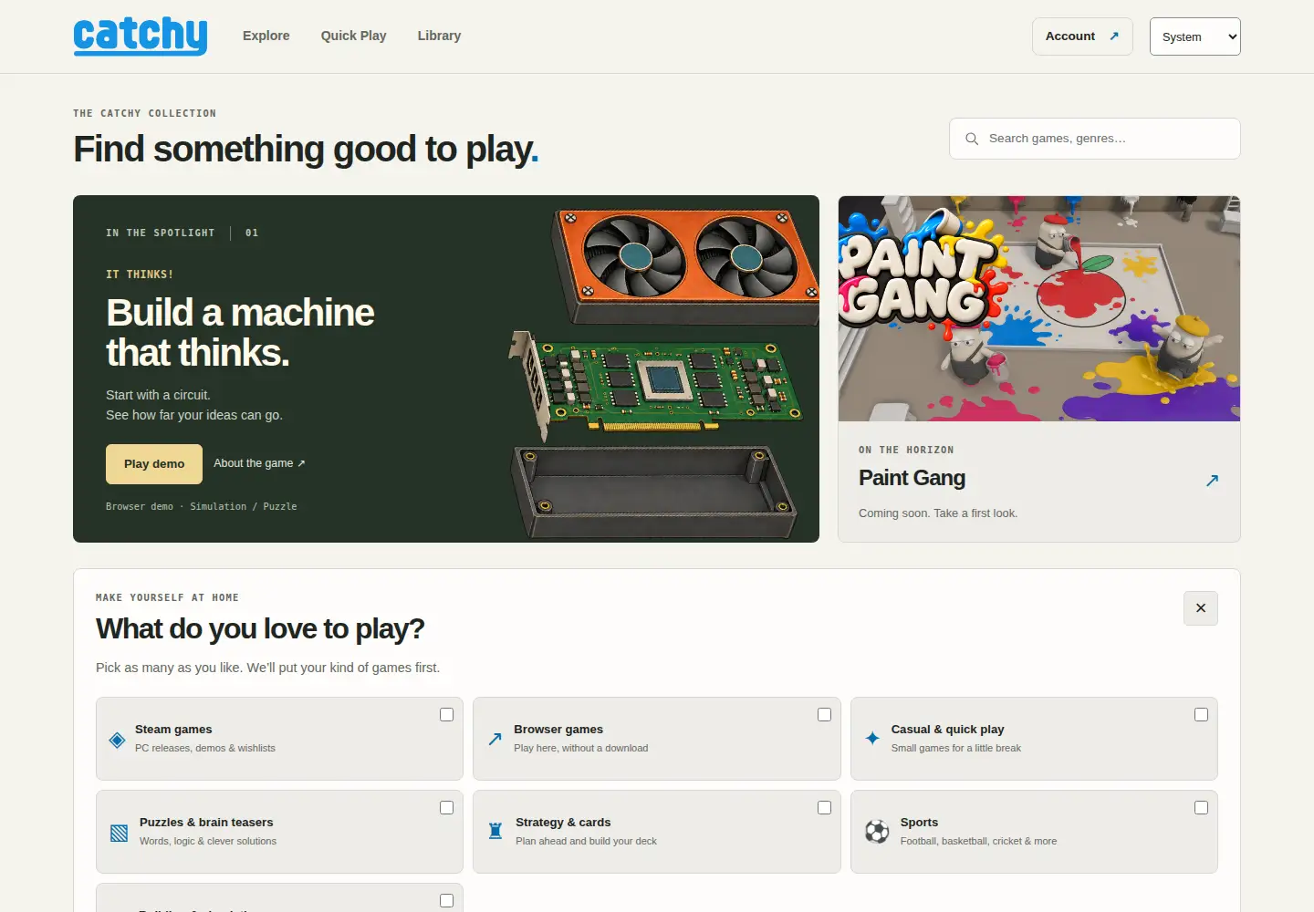 Screenshot of catchy.games