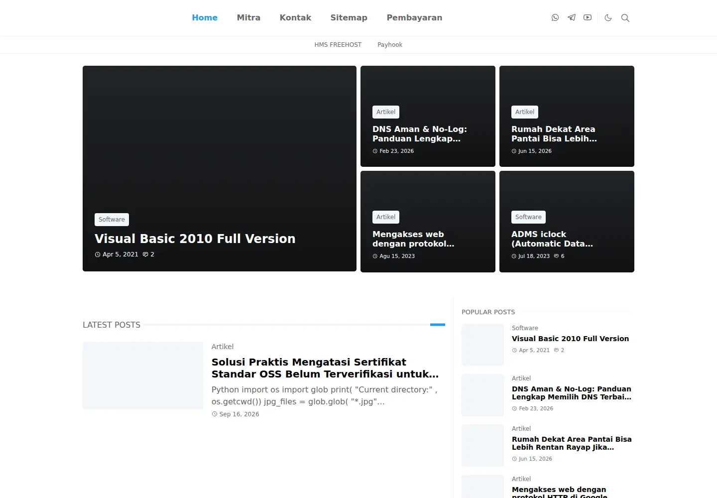 Captured homepage of freehost.id in the current scan