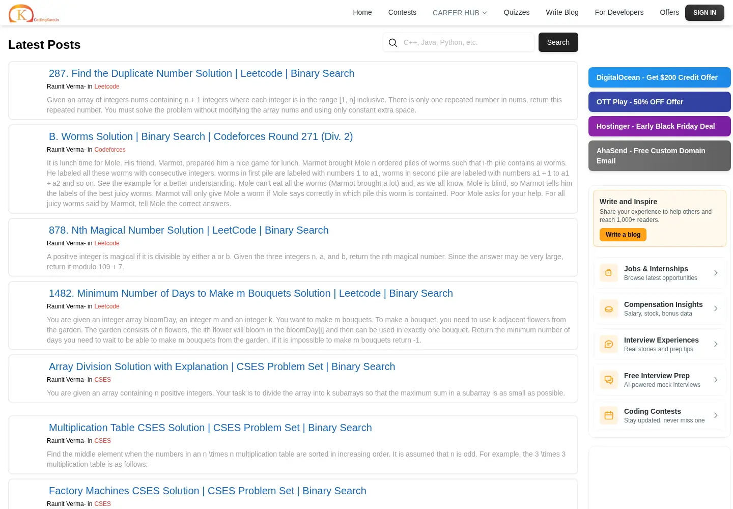 Screenshot of codingkaro.in