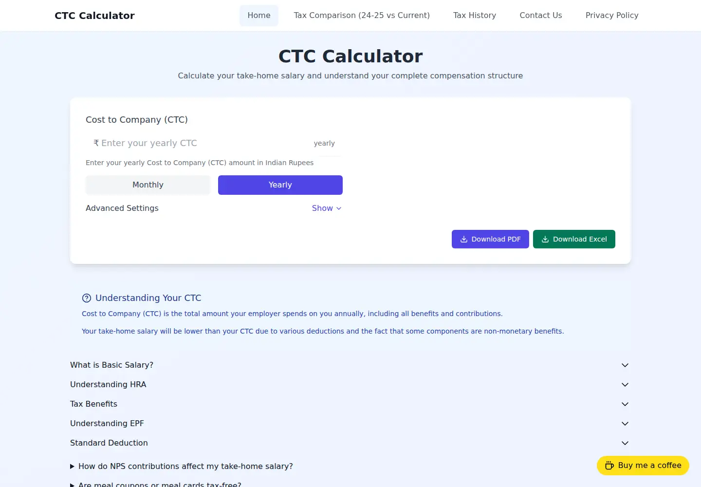 Screenshot of ctccalculator.in
