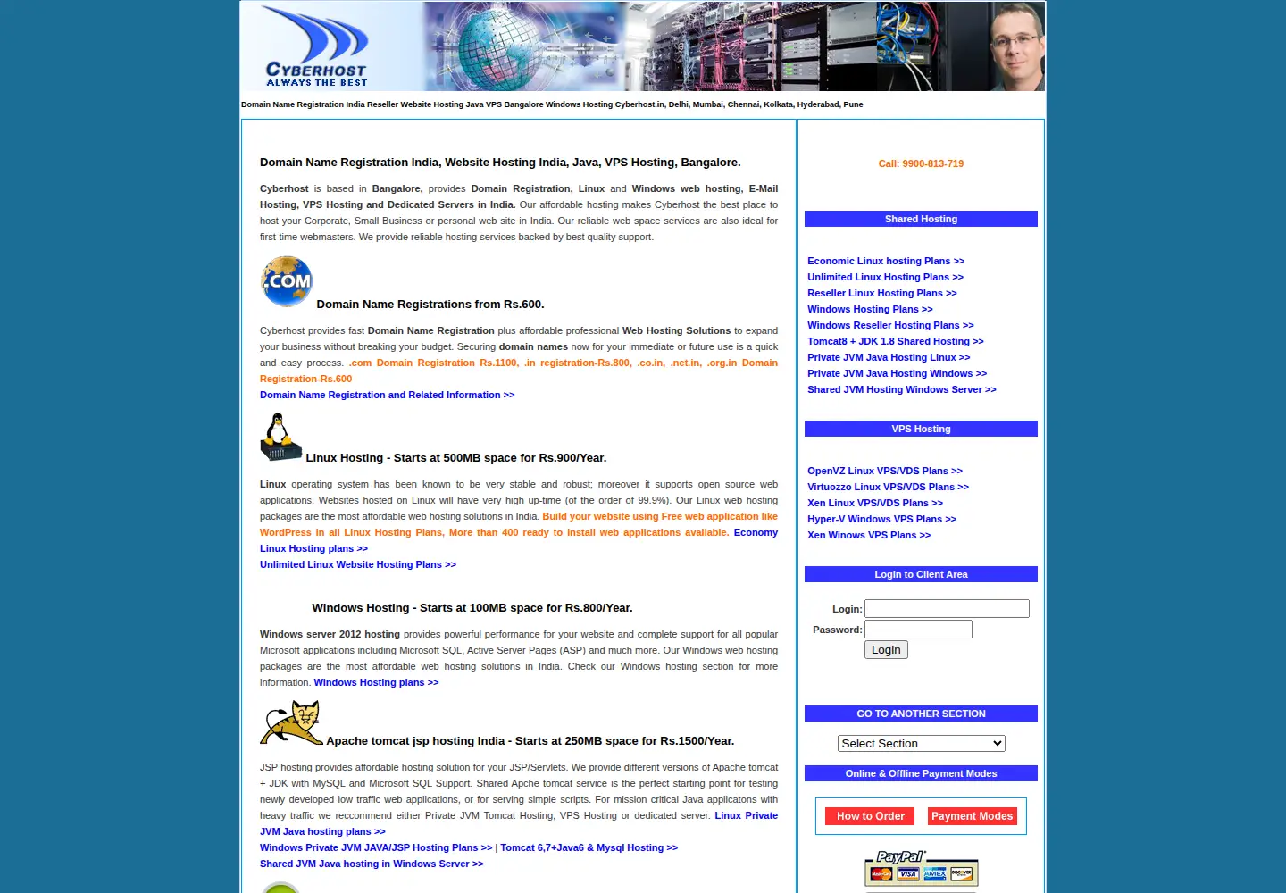 Screenshot of cyberhost.in