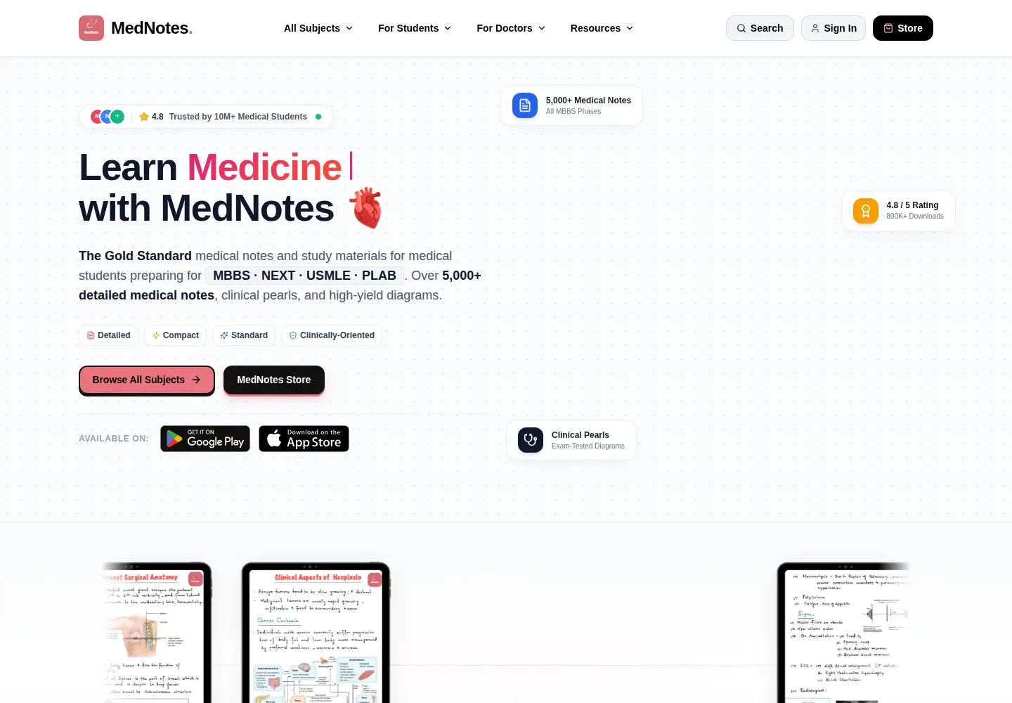 Screenshot of mednotes.in