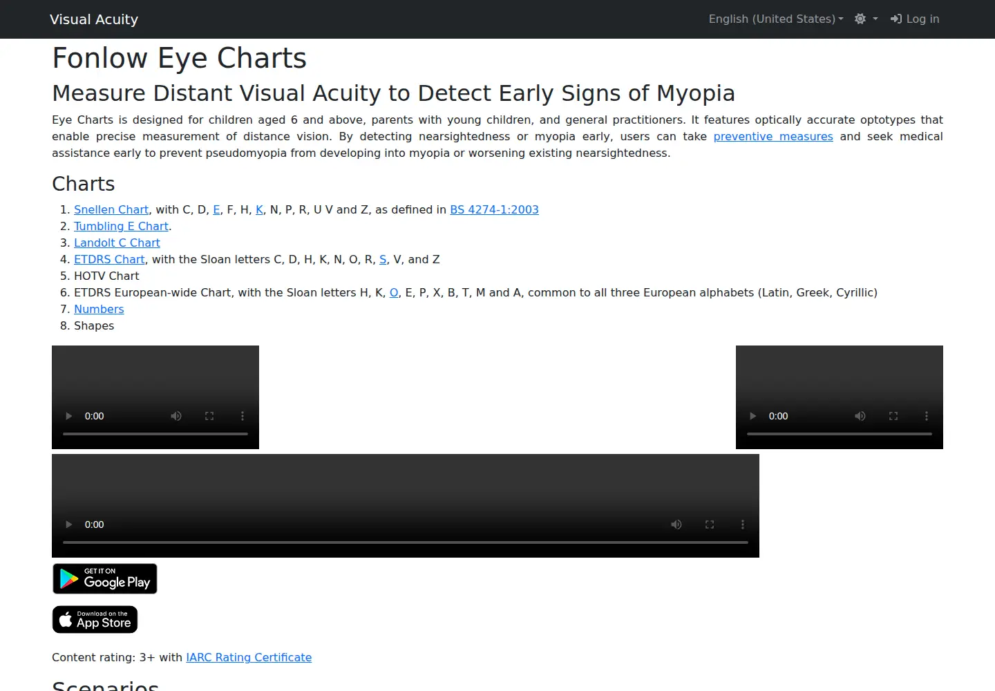 Screenshot of visualacuity.info