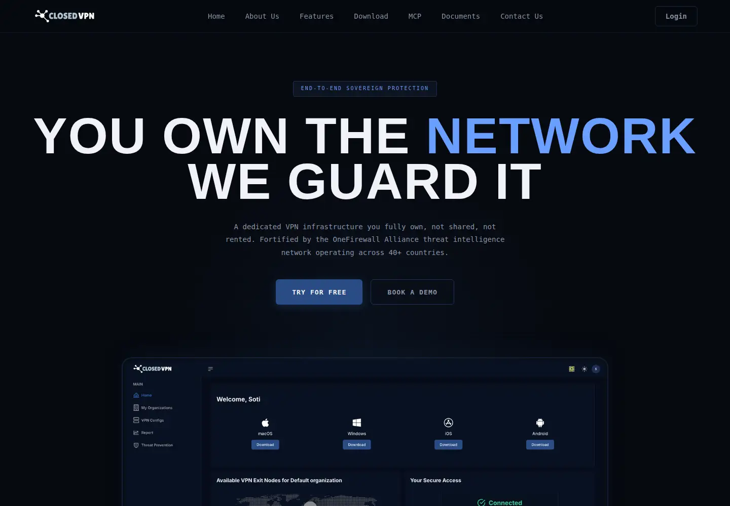 Screenshot of closedvpn.io
