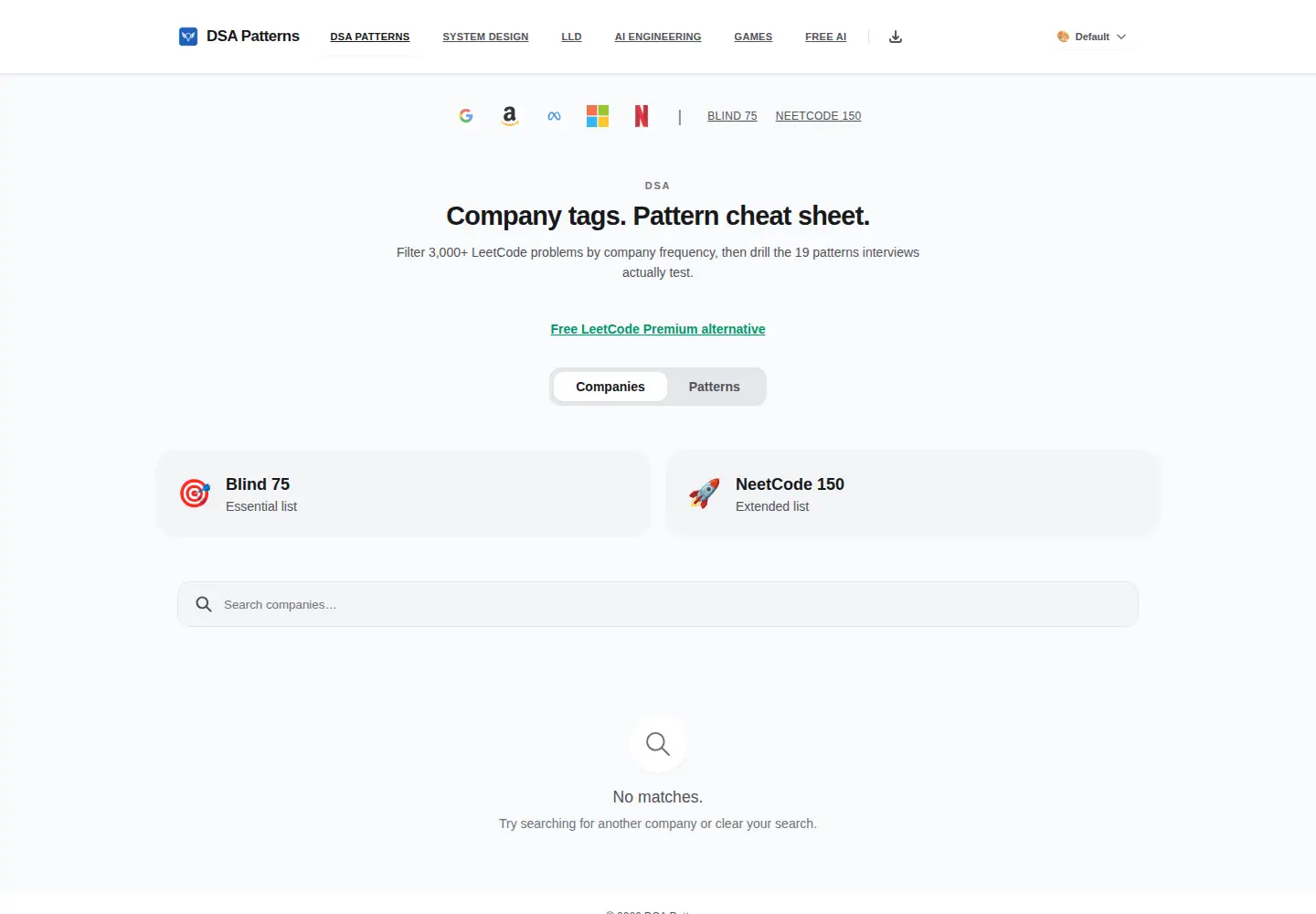 Screenshot of dsapatterns.io