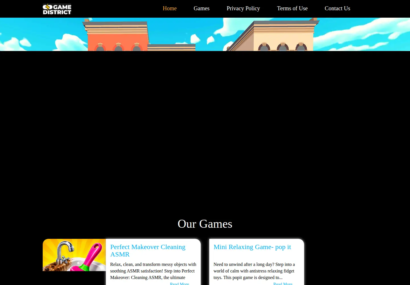 Captured homepage of gamedistrict.io in the current scan