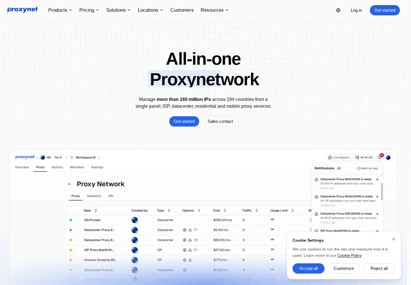Captured homepage of proxynet.io in the current scan