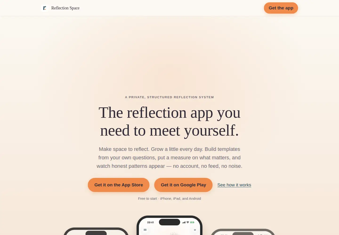 Captured homepage of reflectionspace.io in the current scan