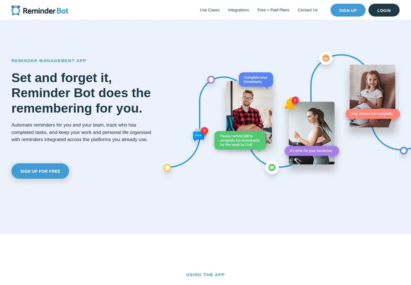 Screenshot of reminderbot.io