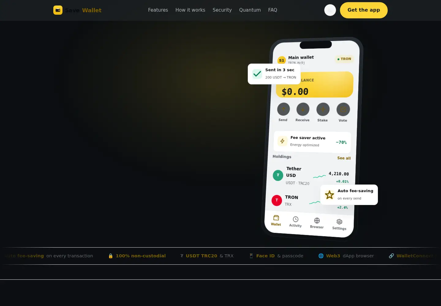 Screenshot of savewallet.io