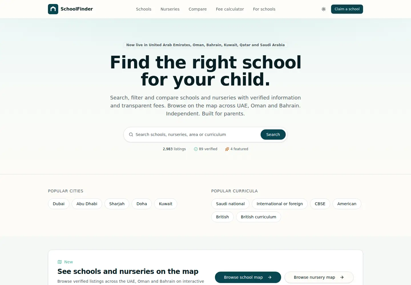 Screenshot of schoolfinder.io
