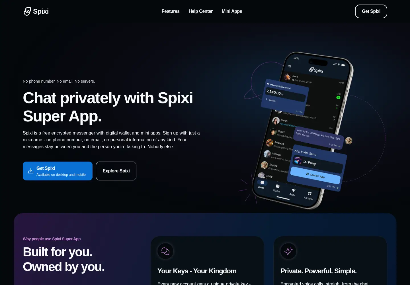 Screenshot of spixi.io
