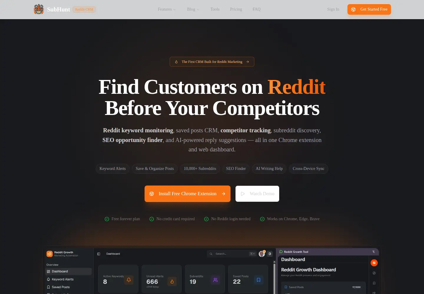 Captured homepage of subhunt.io in the current scan