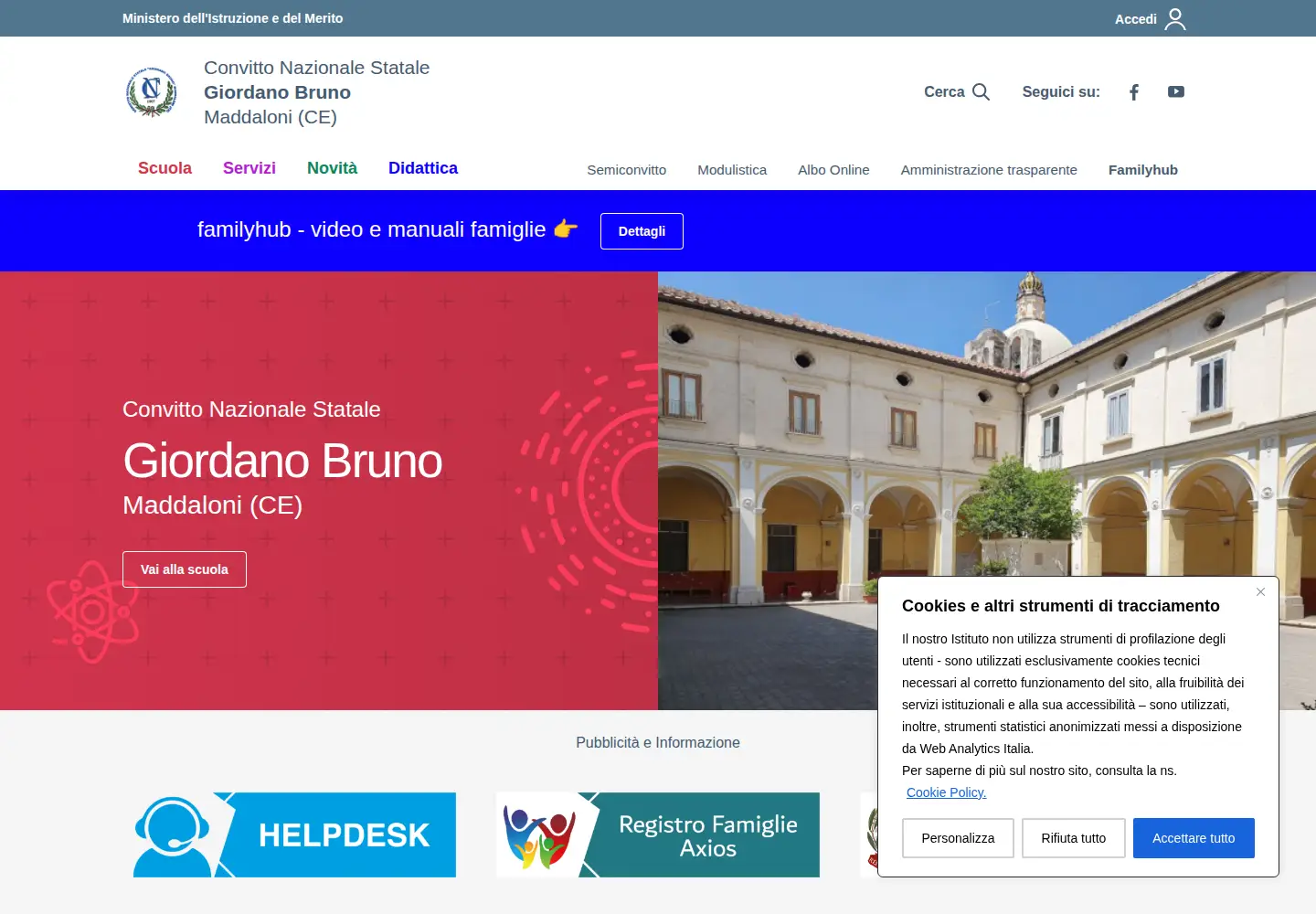 Screenshot of convittogiordanobruno.edu.it