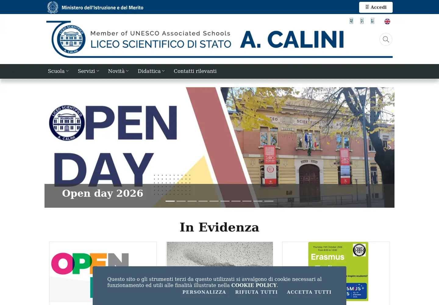 Screenshot of liceocalini.edu.it