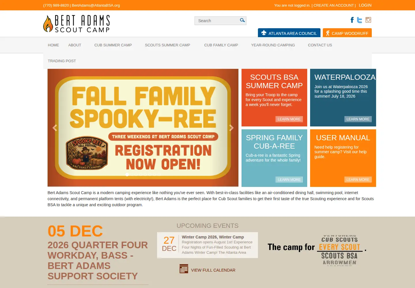 Captured homepage of campbertadams.org in the current scan