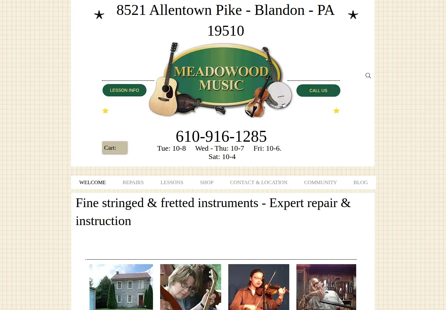 Captured homepage of meadowoodmusic.com in the current scan