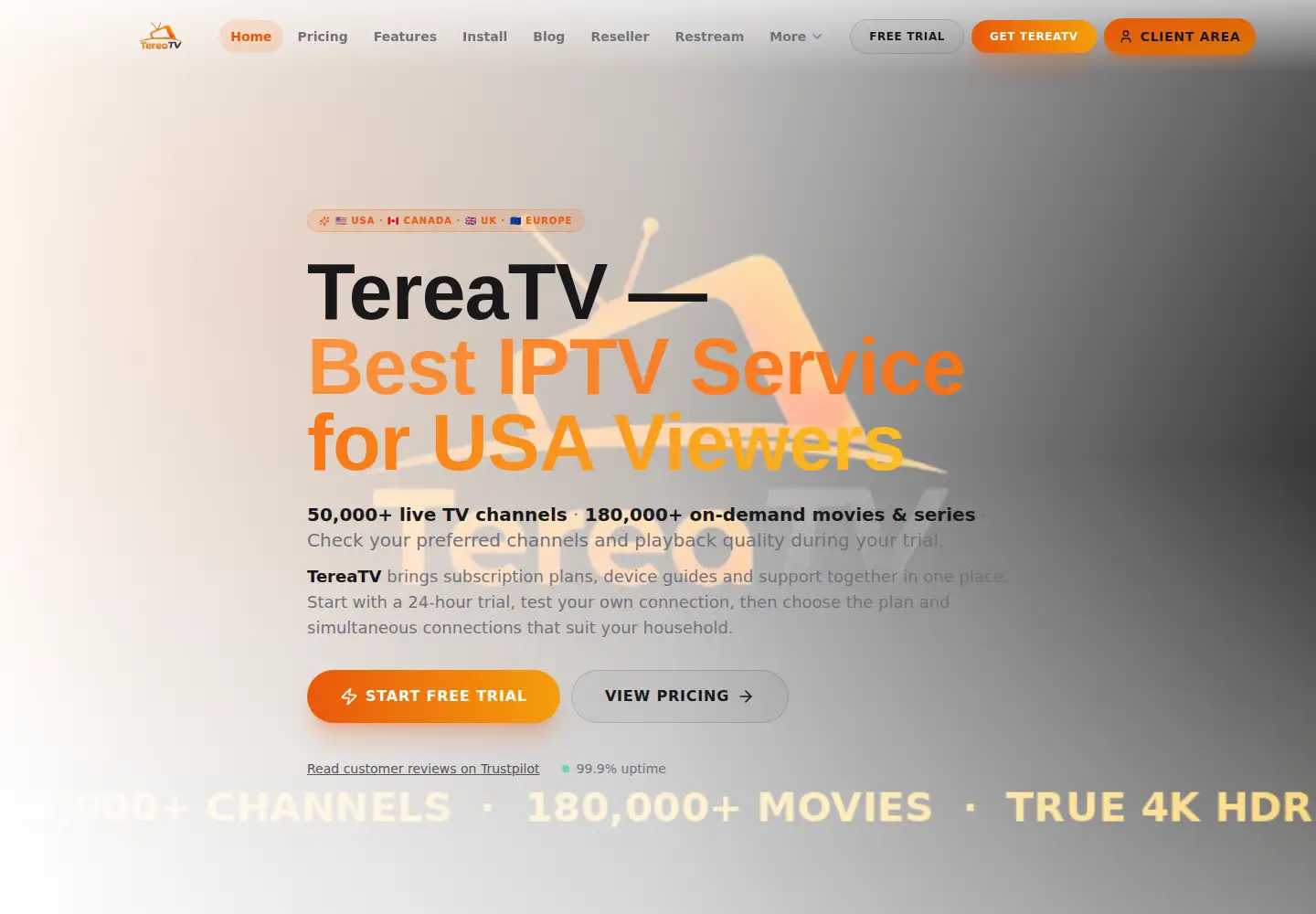 Screenshot of tereatv.com
