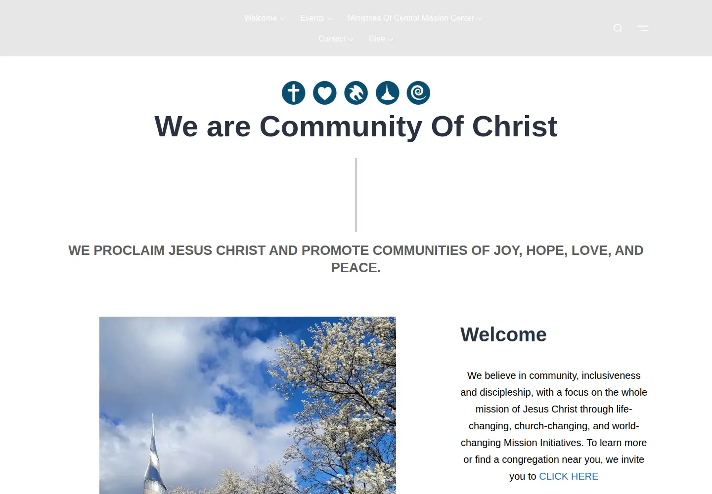 Captured homepage of centralmission.org in the current scan