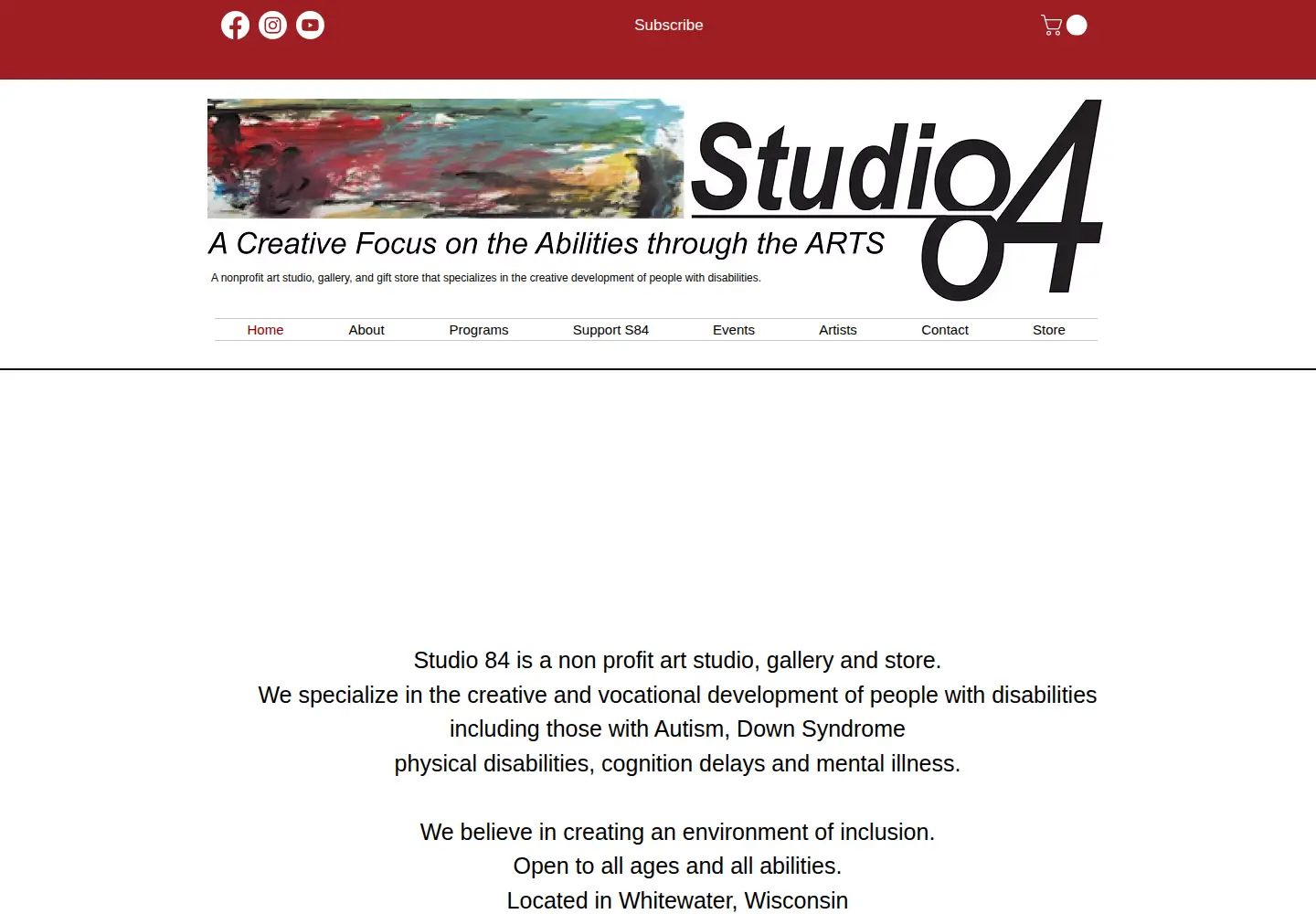 Captured homepage of studio84inc.org in the current scan