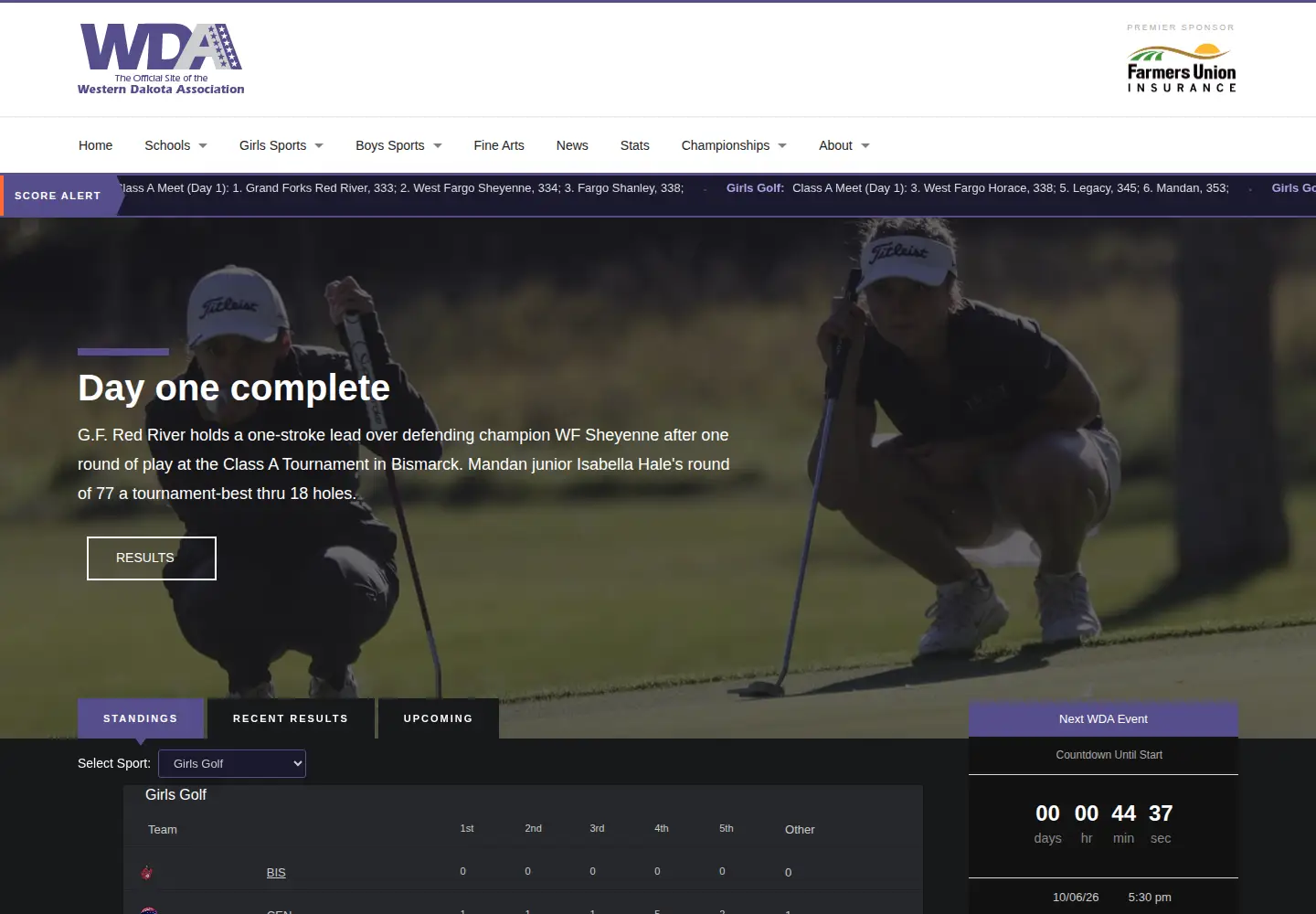 Screenshot of wdasports.org