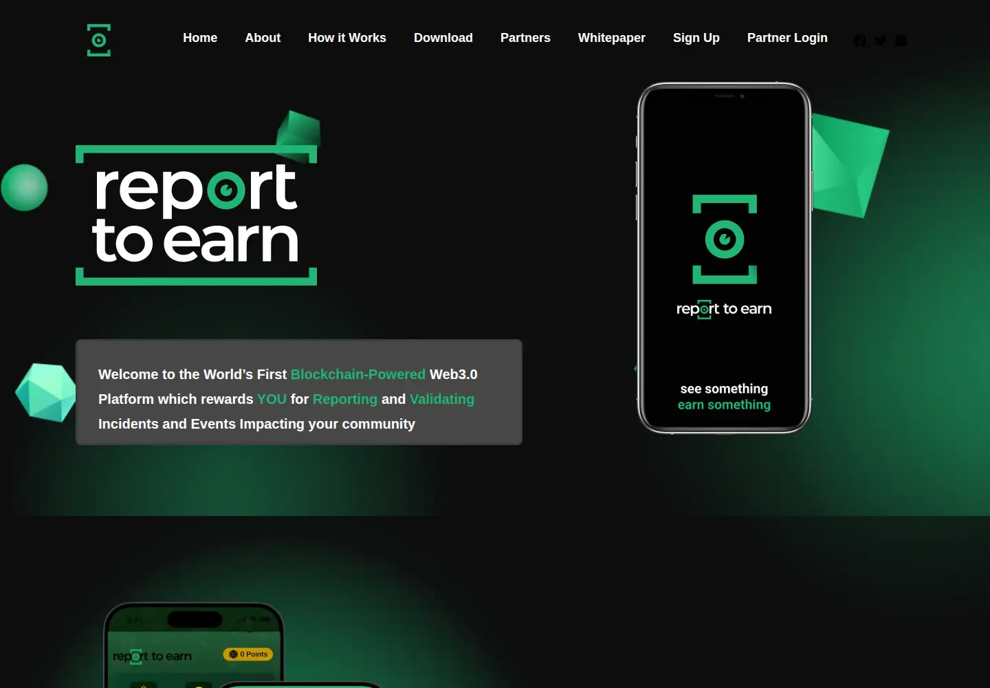 Captured homepage of reporttoearn.com in the current scan