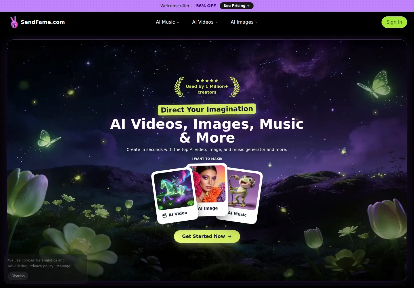 Screenshot of sendfame.com