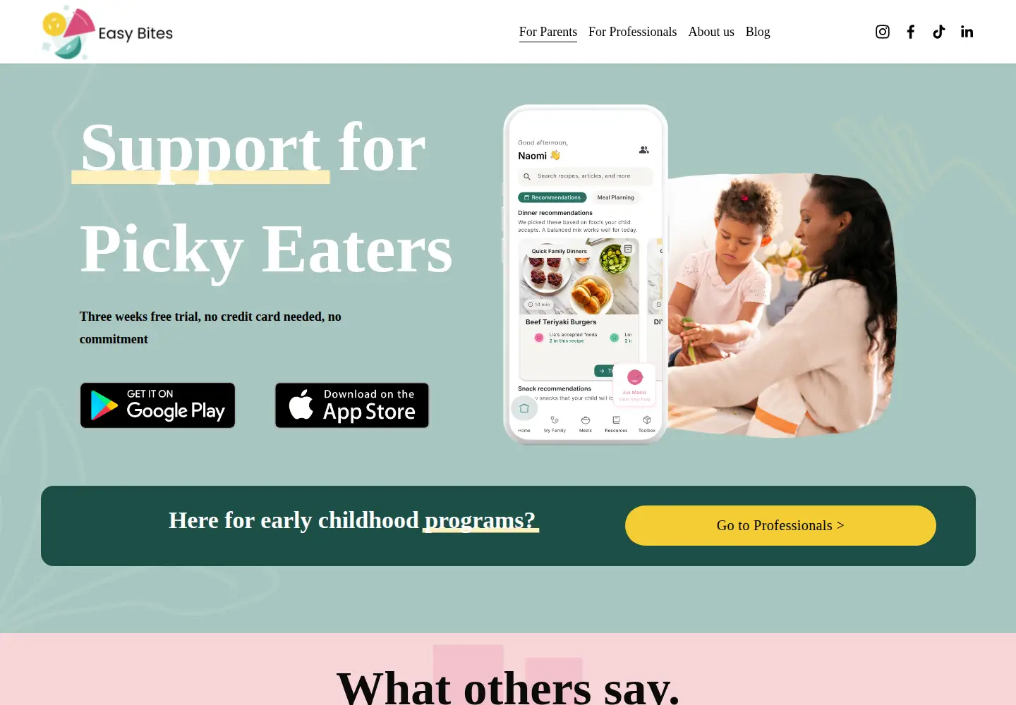 Screenshot of easybitesapp.com