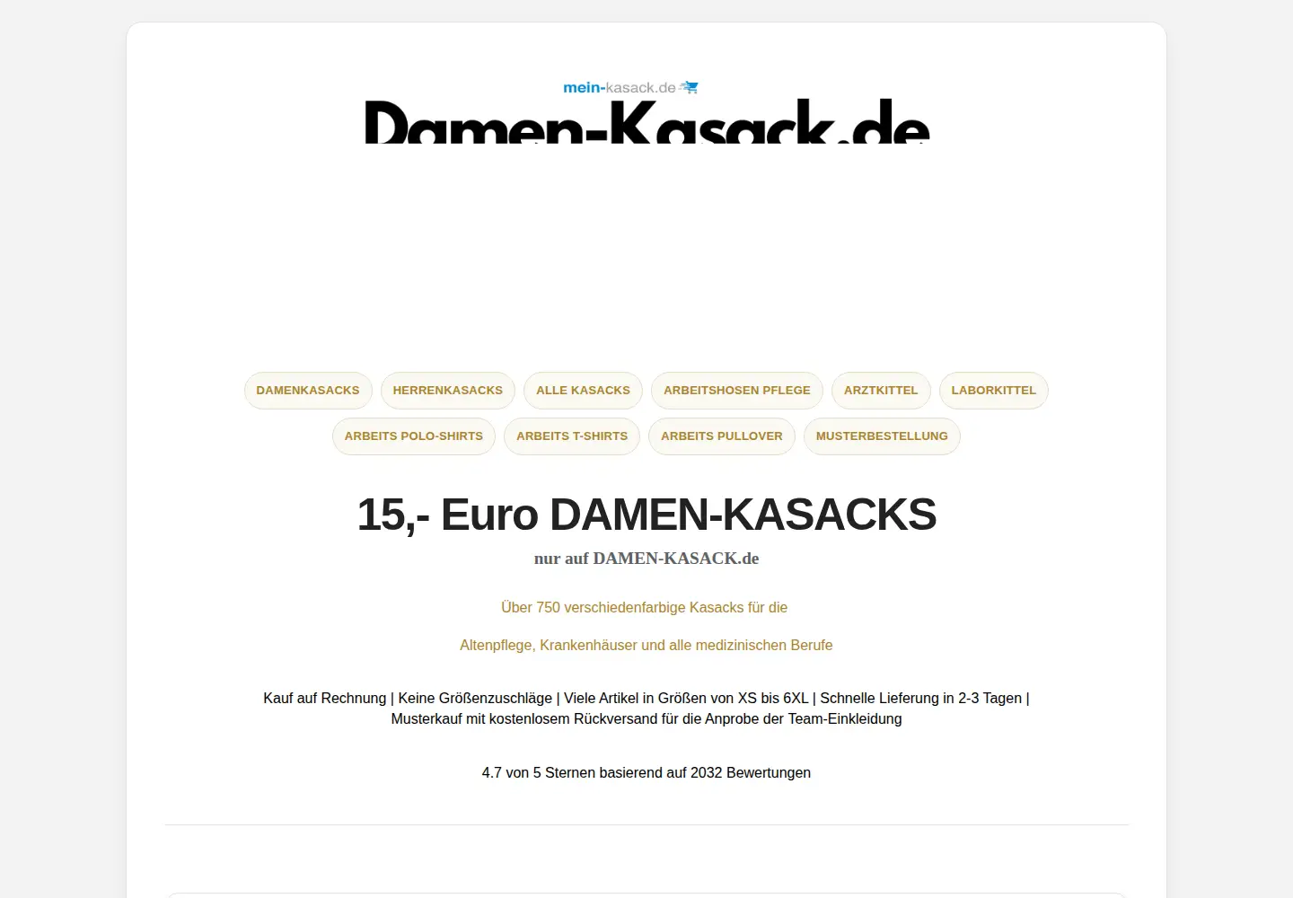 Screenshot of damen-kasack.de