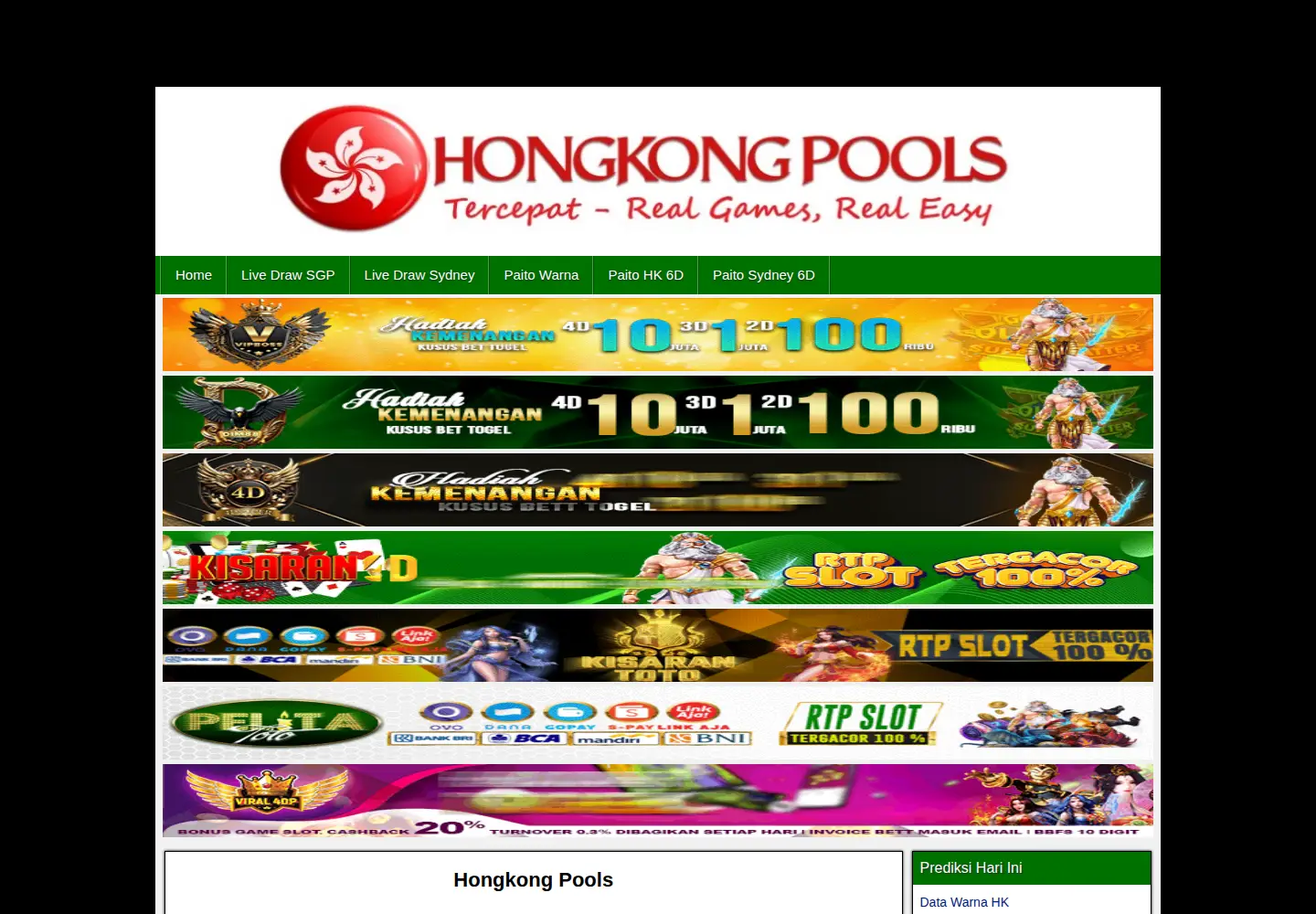 Screenshot of hongkongpools.today