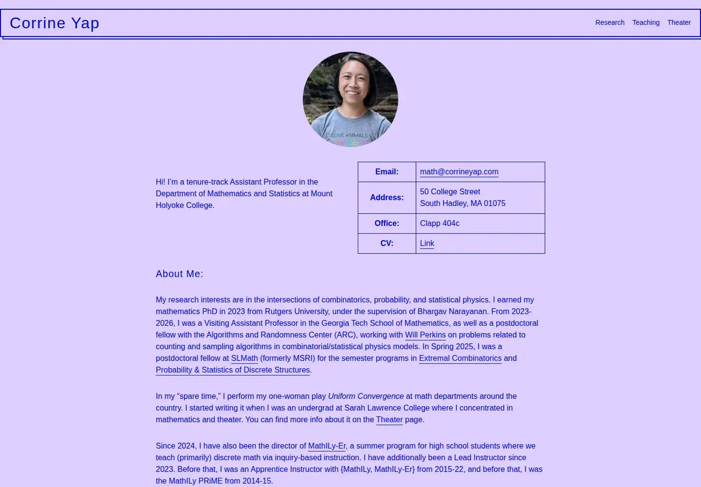 Screenshot of corrineyap.com
