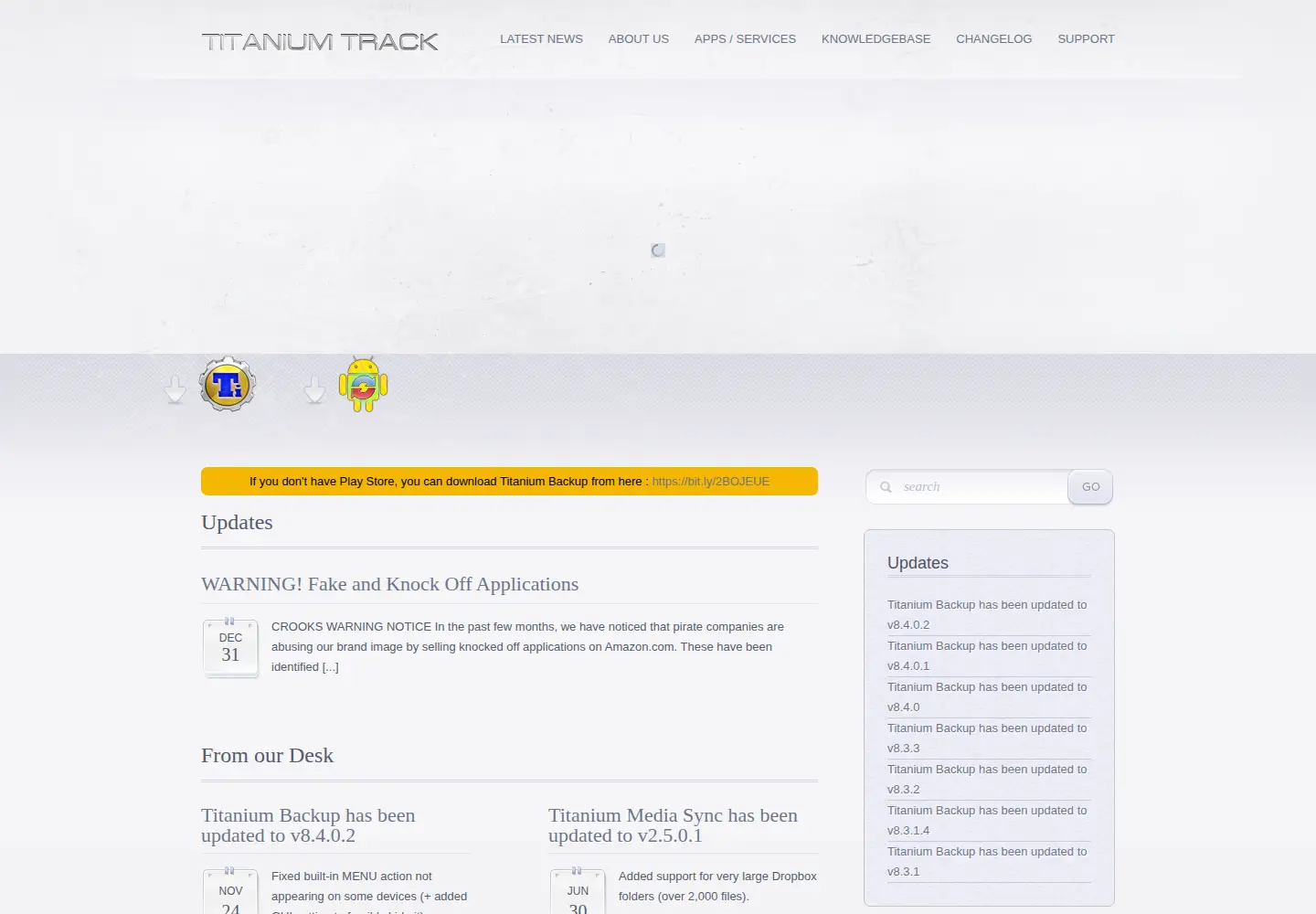 Screenshot of titaniumtrack.com
