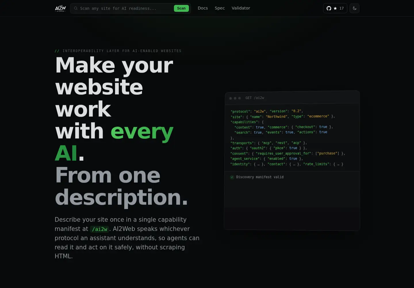 Screenshot of ai2web.dev