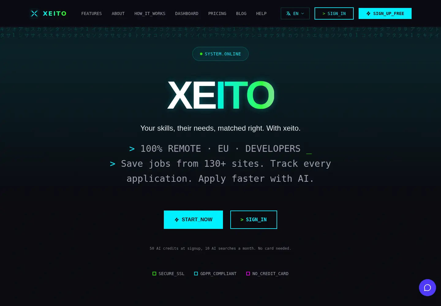 Screenshot of xeito.ai