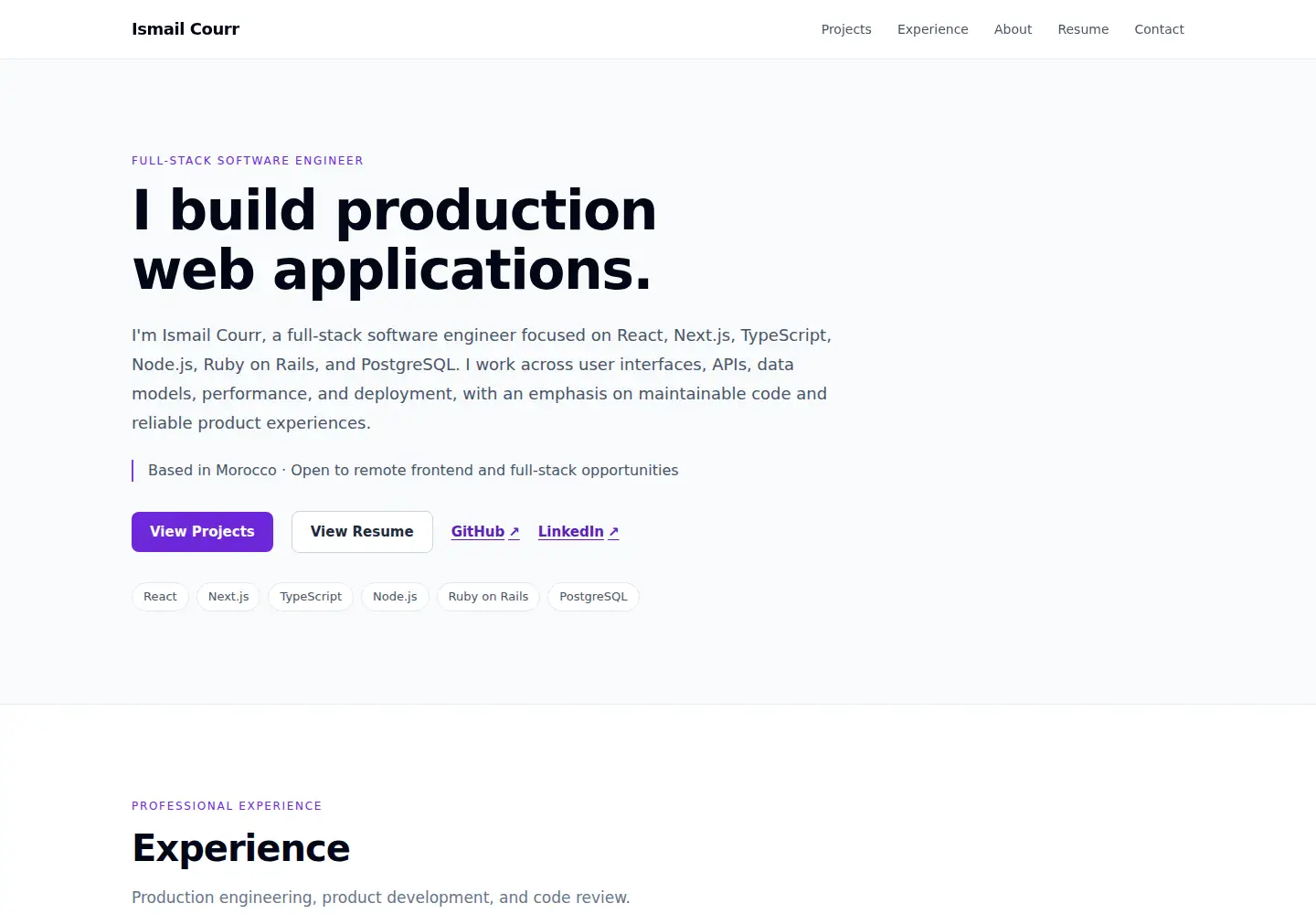 Screenshot of ismailcourr.dev