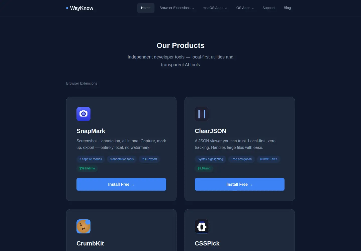 Captured homepage of wayknow.tech in the current scan