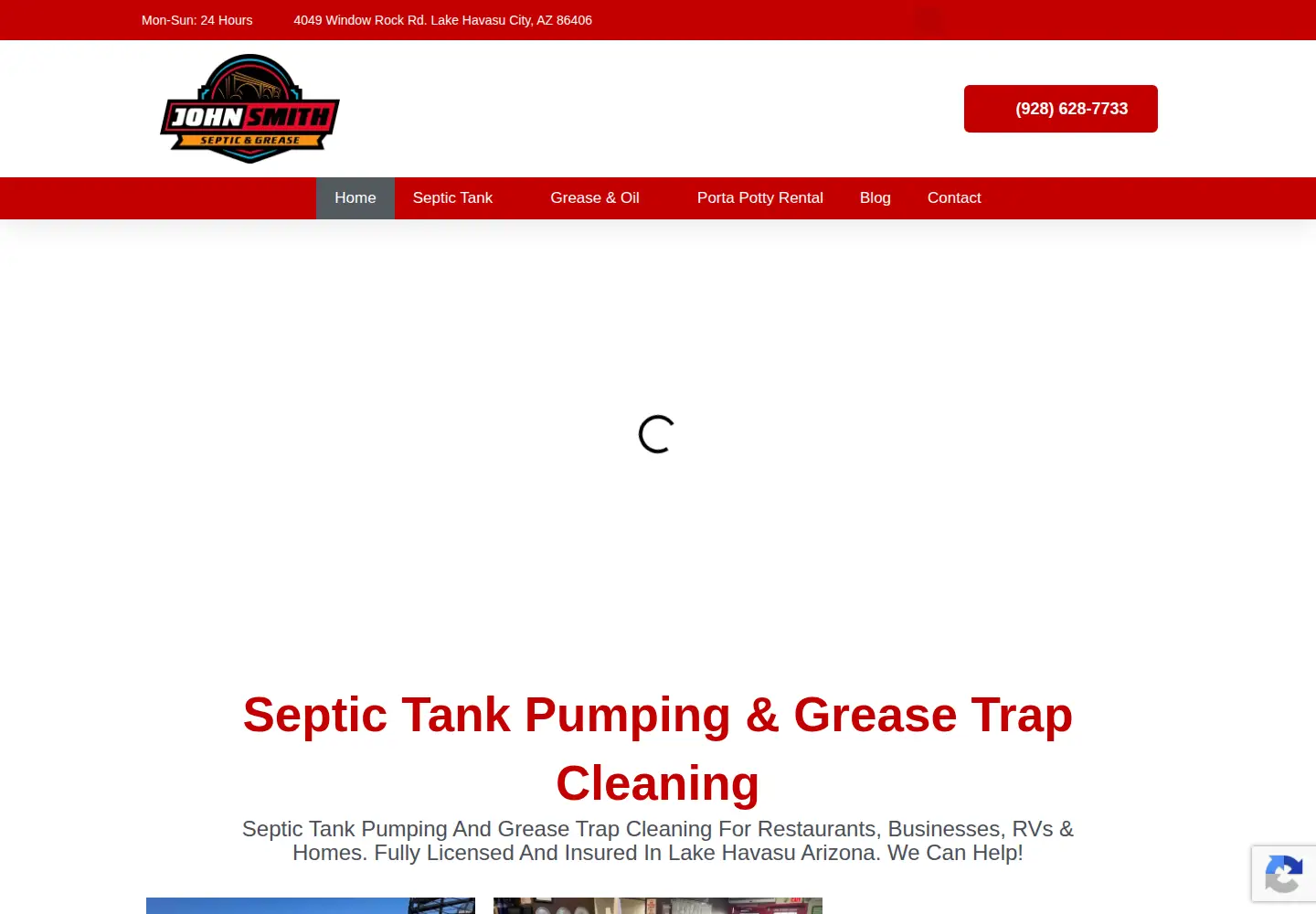 Captured homepage of havasusepticandgrease.com in the current scan