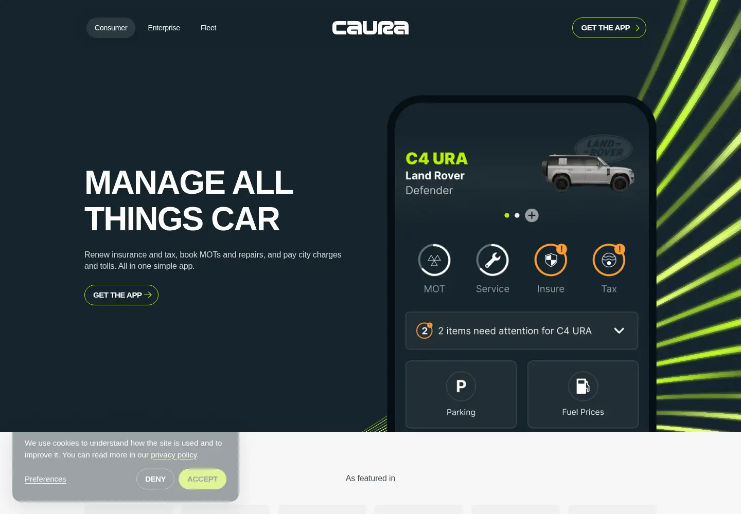 Screenshot of caura.com