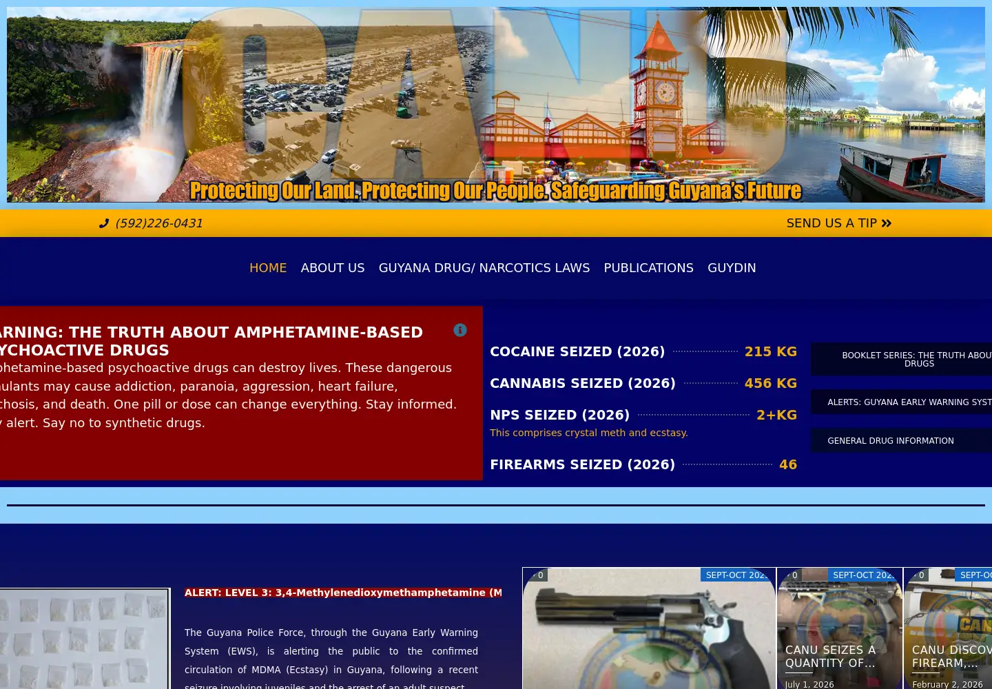 Captured homepage of canu.gov.gy in the current scan