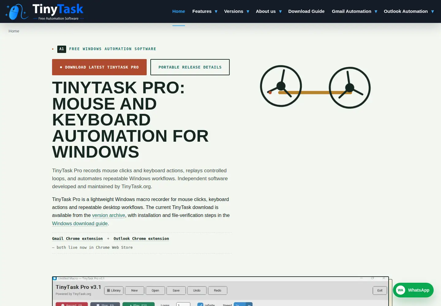 Captured homepage of tinytask.org in the current scan