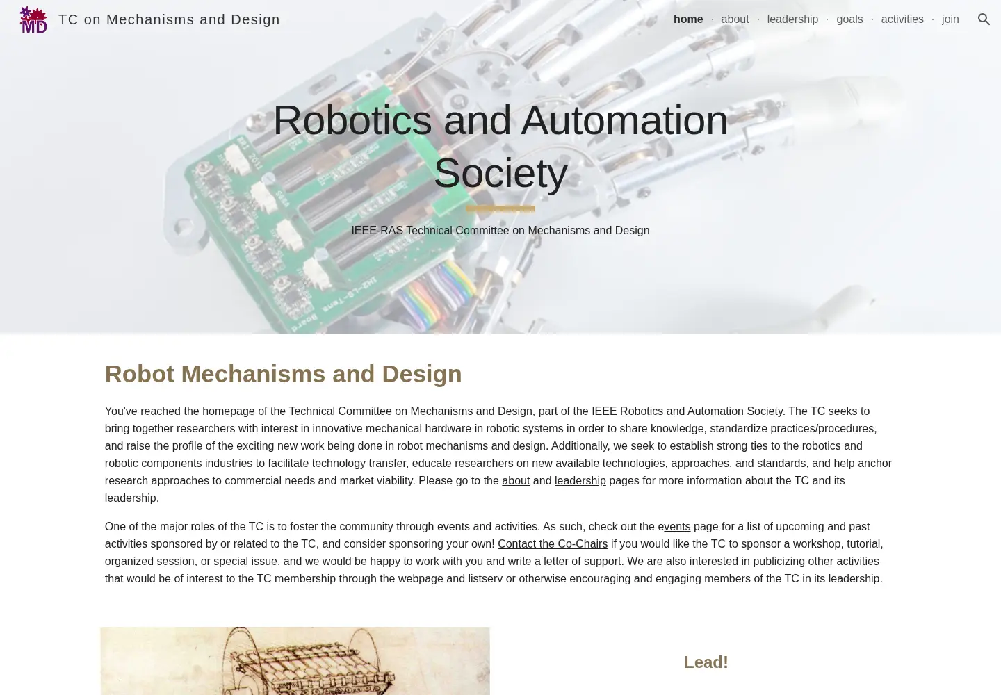 Screenshot of robotmechanisms.org