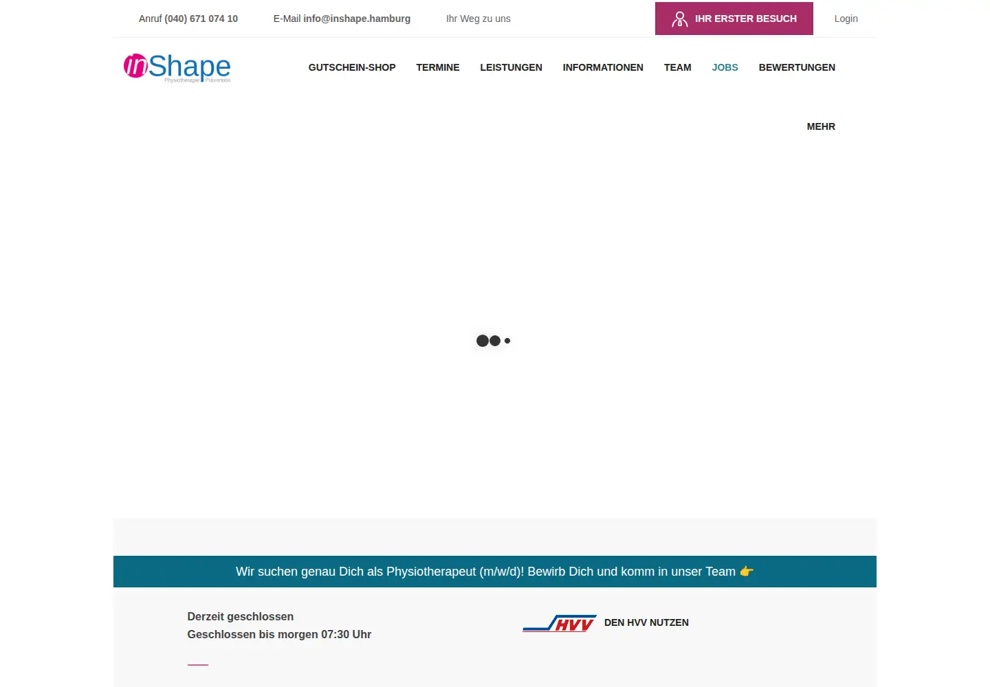 Captured homepage of inshape.hamburg in the current scan