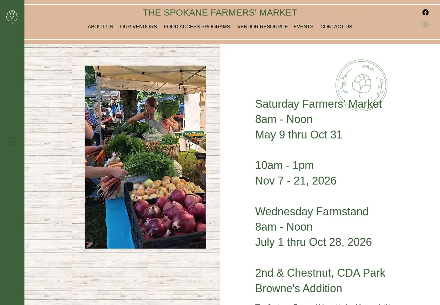 Screenshot of spokanefarmersmarket.org