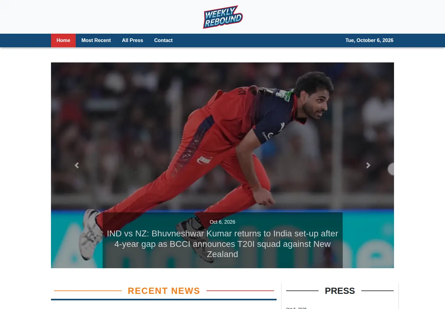 Screenshot of weeklyrebound.com