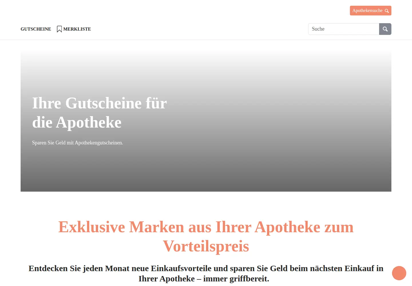 Captured homepage of deineapotheke.at in the current scan
