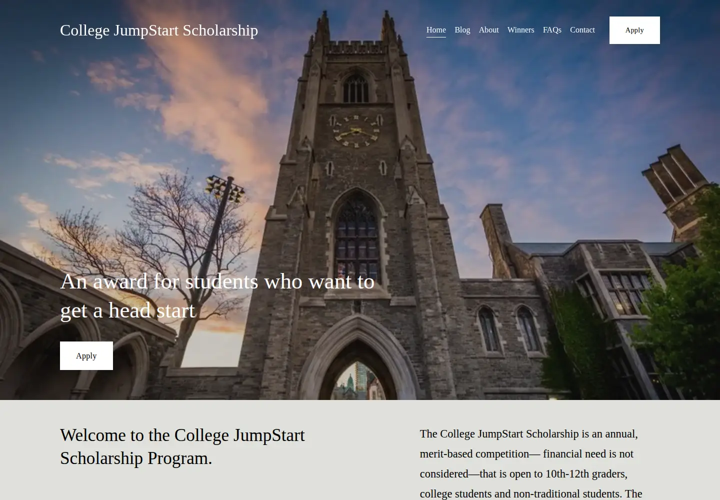 Captured homepage of jumpstart-scholarship.net in the current scan
