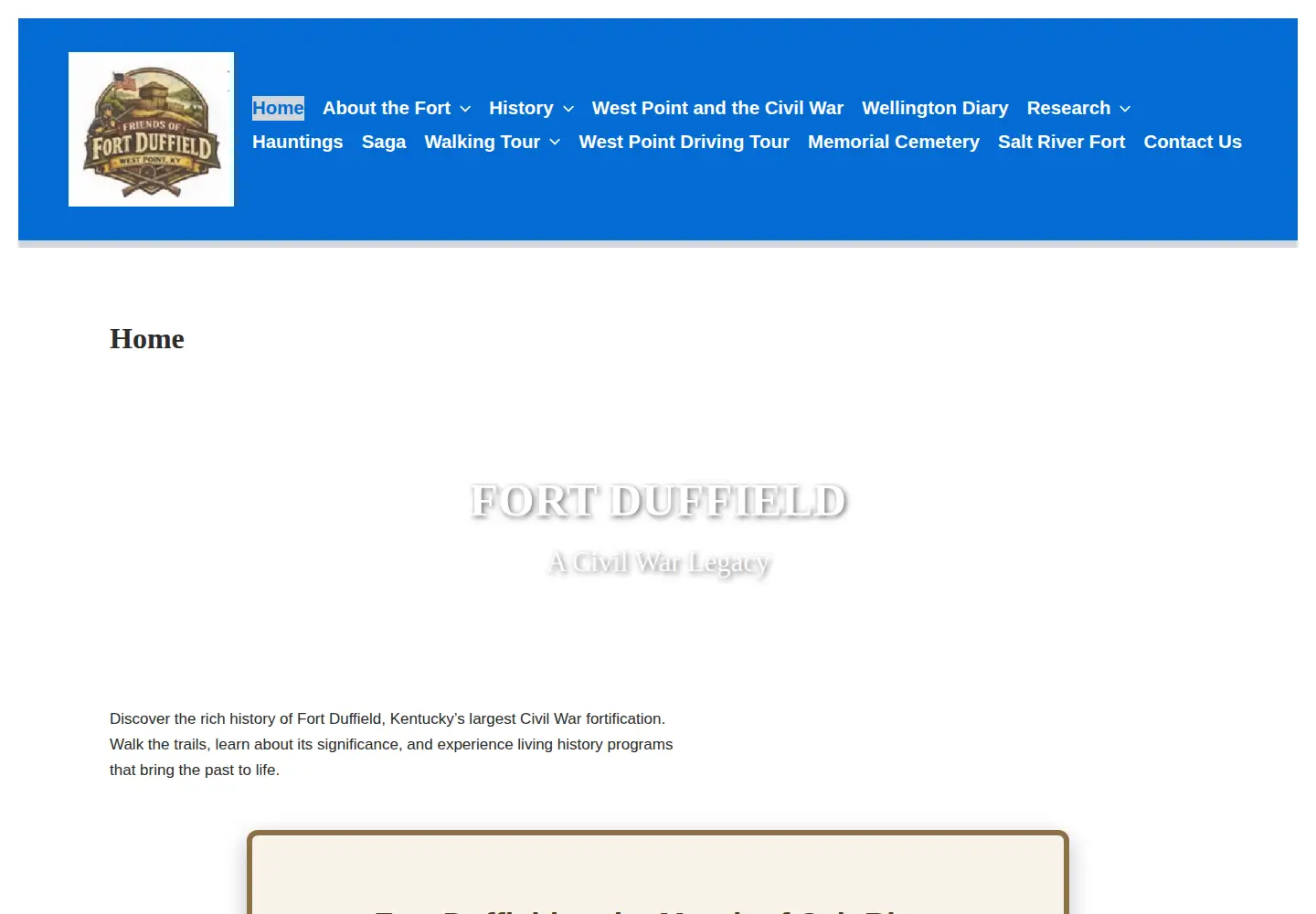 Captured homepage of fortduffield.com in the current scan