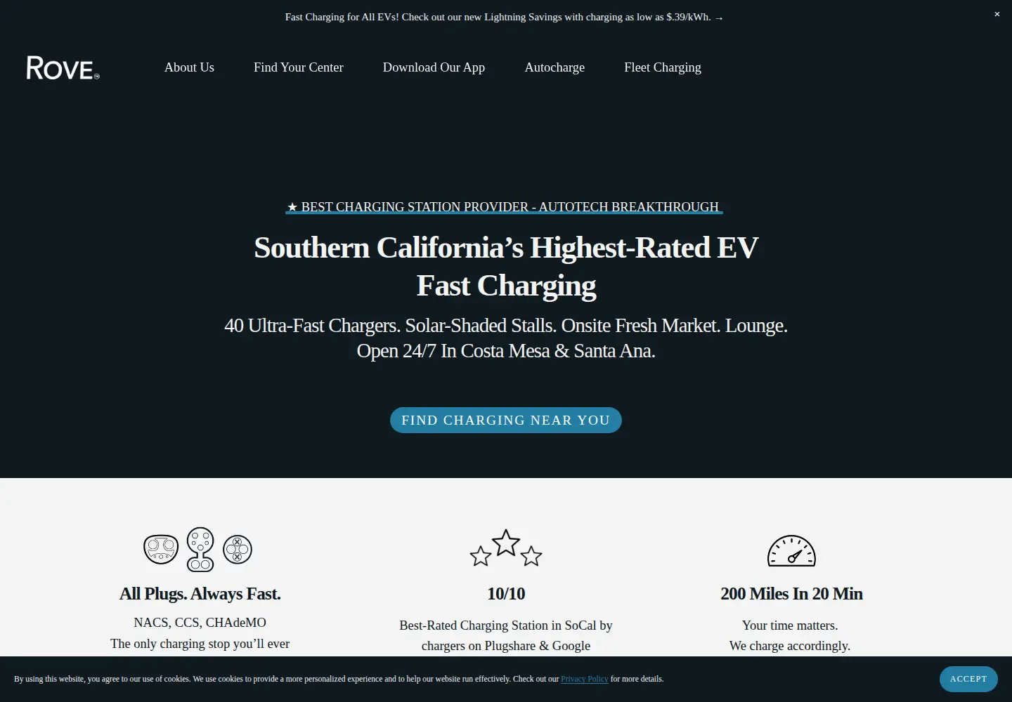 Screenshot of rovecharging.com