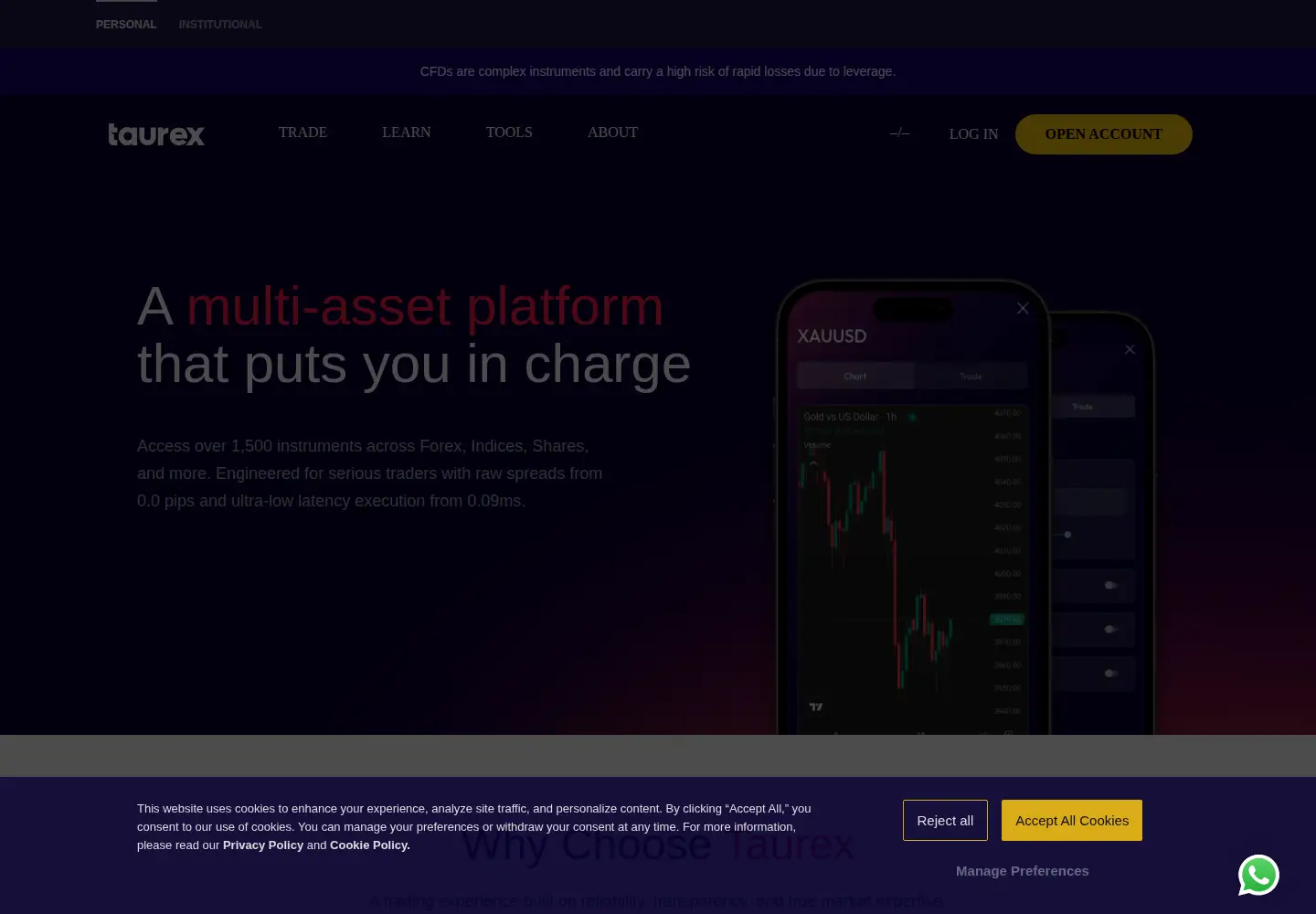 Screenshot of tradetaurex.com